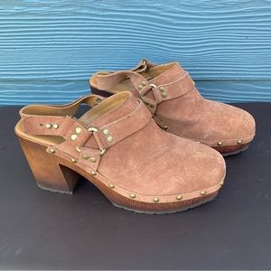 Korks Sz 9 Brown Leather Clogs